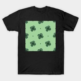 Lucky four leaf clover shamrock print on green T-Shirt